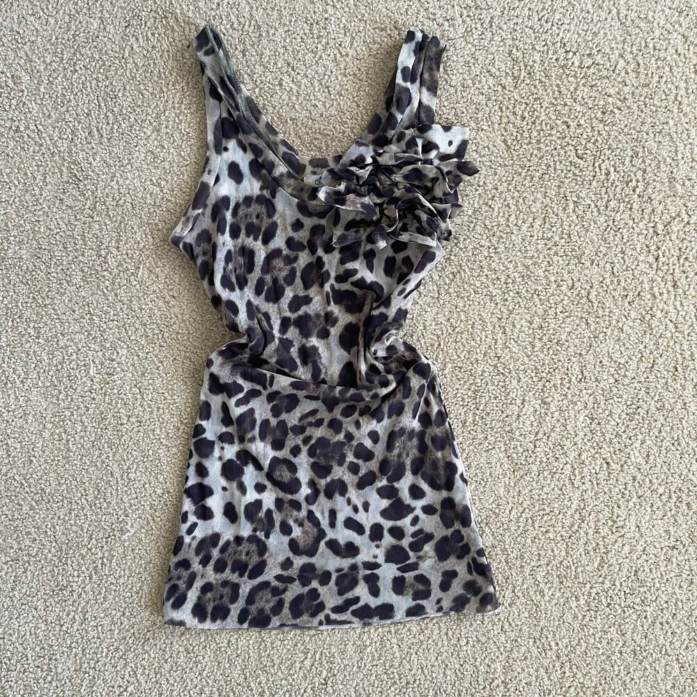 Y2K 2000s Cache Leopard Print Sheer Tank Top - Size M